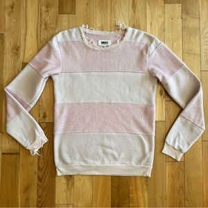 MM6 Maison Martin Margiela Paris Womens Distressed Light Pink Striped Sweater M